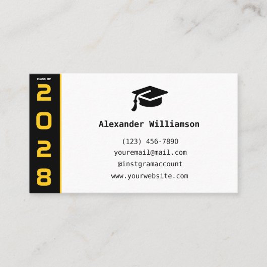 Modern Gold Black QR Code Abschluss Name Card Telefonnummerkarte (Vorderseite)