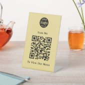 Modern Gold Black QR Code Restaurant Menü Logo Sockelschild (In SItu)