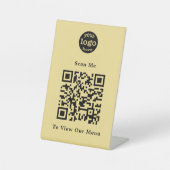 Modern Gold Black QR Code Restaurant Menü Logo Sockelschild (Vorderseite)