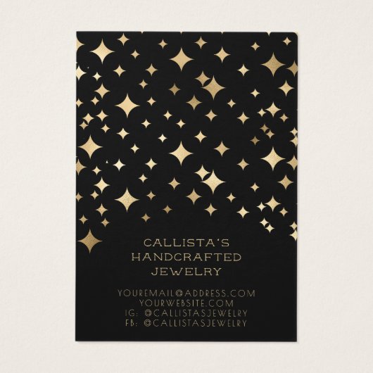 Modern Gold Black Stars Moon Earring Display Card (Rückseite)