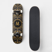 Modern Gold Black stilvoll elegant Monogram Custom Skateboard (Vorderseite)
