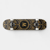 Modern Gold Black stilvoll elegant Monogram Custom Skateboard (Horizontal)