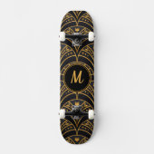 Modern Gold Black stilvoll elegant Monogram Custom Skateboard (Vorderseite)