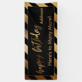 Modern Gold & Black Stripe Happy zum Geburtstag Banner (Vertikal)