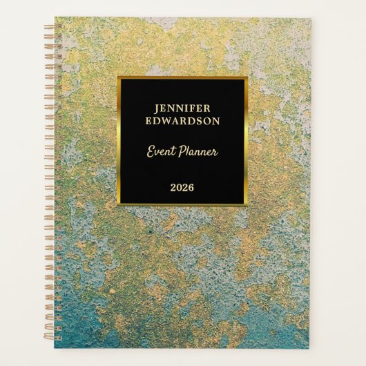 Modern gold black turquoise professional business planer (Vorderseite)