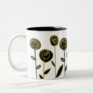 Modern Gold Black und White Zweifarbige Tasse