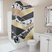 Modern Gold Black White Glitter Marble Geometric Duschvorhang (Beispiel)