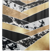 Modern Gold Black White Glitter Marble Geometric Duschvorhang (Vorderseite)