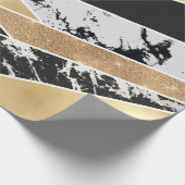 Modern Gold Black White Glitter Marble Geometric Geschenkpapier (Ecke)