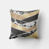 Modern Gold Black White Glitter Marble Geometric Kissen (Rückseite)