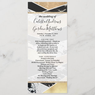 Modern Gold Black White Glitter Marble Geometric Programm