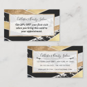 Modern Gold Black White Glitter Marble Geometric Rabattkarte (Vorne/Hinten)