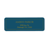 Modern Gold Blue Border Return Address Label (Vorne)