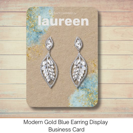 Modern Gold Blue Earring Display Visitenkarte