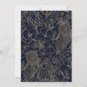 Modern Gold Blue Floral Doodles Line Art (Rückseite)