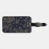 Modern Gold Blue Floral Doodles Line Art Gepäckanhänger (Rückseite horizontal)