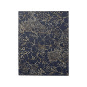 Modern Gold Blue Floral Doodles Line Art Notizblock (Rotiert)