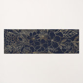 Modern Gold Blue Floral Doodles Line Art Yogamatte (Rückseite (Horizontal))