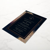 Modern Gold Blue Formal Classic Elegante Folieneinladung (Gedreht)