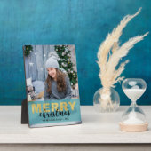 Modern Gold Blue Frohe Weihnachten - Foto Plaque Fotoplatte (Seite)