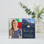 Modern Gold Blue Marble Agate Abschluss Vielen Dan Postkarte (Stehend Vorderseite)