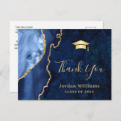 Modern Gold Blue Marble Agate Abschluss Vielen Dan Postkarte (Vorne/Hinten)