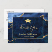 Modern Gold Blue Marble Agate Abschluss Vielen Dan Postkarte (Vorne/Hinten)