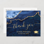 Modern Gold Blue Marble Agate Abschluss Vielen Dan Postkarte (Vorne/Hinten)