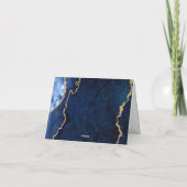 Modern Gold Blue Marble Agate Danke Karte (Rückseite)