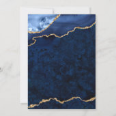 Modern Gold Blue Marble Agate Probe Dinner Einladung (Rückseite)