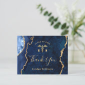 Modern Gold Blue Marble RN Abschluss Vielen Dank Postkarte (Stehend Vorderseite)