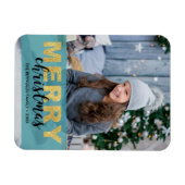 Modern Gold Blue Merry Christmas - Foto von Magnet (Horizontal)