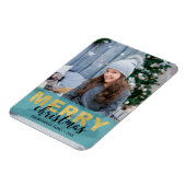 Modern Gold Blue Merry Christmas - Foto von Magnet (Linke Seite)