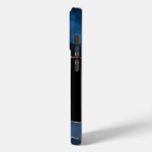 Modern Gold Blue Monogram Navy Black Gold Agate Case-Mate iPhone Hülle (Rückseite / Links)