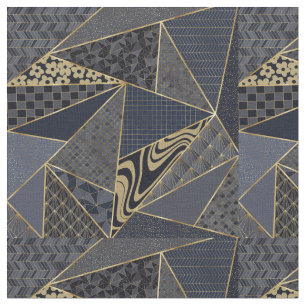 Modern Gold Blue Triangle Geometrisches Muster Stoff