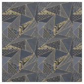 Modern Gold Blue Triangle Geometrisches Muster Stoff (Muster)