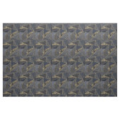 Modern Gold Blue Triangle Geometrisches Muster Stoff (Fat Quarter (45,7 x 55,9 cm))