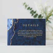 Modern Gold Blue Wedding Details - Eintrittskarte Begleitkarte (Stehend Vorderseite)