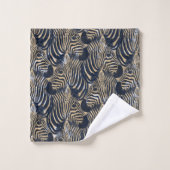 Modern Gold Blue Zebras Print Pattern Badhandtuch Set (Waschlappen)
