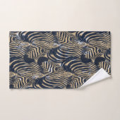 Modern Gold Blue Zebras Print Pattern Badhandtuch Set (Handtuch)