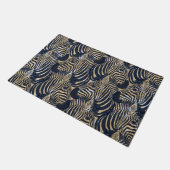 Modern Gold Blue Zebras Print Pattern Fußmatte (Schrägansicht)