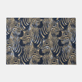 Modern Gold Blue Zebras Print Pattern Fußmatte (Vorderseite)