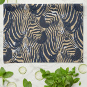 Modern Gold Blue Zebras Print Pattern Geschirrtuch (Gefaltet)