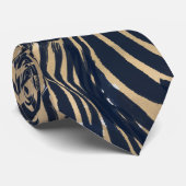 Modern Gold Blue Zebras Print Pattern Krawatte (Gerollt)