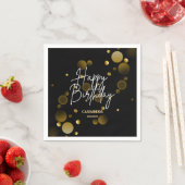 Modern Gold Bokeh Gradient Black Happy Birthday Serviette (Beispiel)