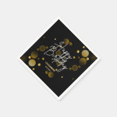 Modern Gold Bokeh Gradient Black Happy Birthday Serviette (Ecke)