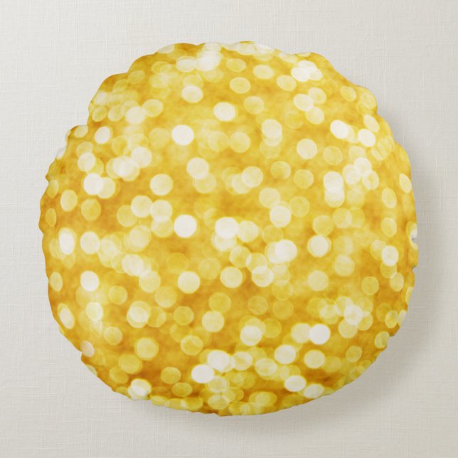 Modern Gold Bokeh Round Kissen (Vorderseite)
