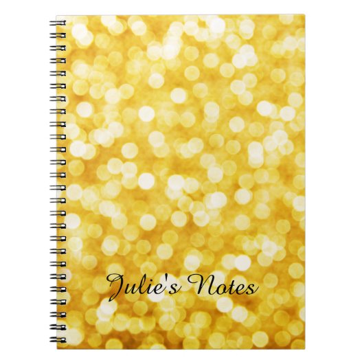 Modern Gold Bokeh Spiral Foto Notebook Notizblock (Vorderseite)