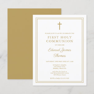 Modern Gold Border First Heilige Kommune Einladung Postkarte