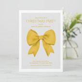 Modern Gold Bow Weihnachtsfeier Einladung (Stehend Vorderseite)